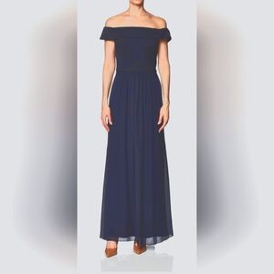 Adrianna Papell Off-Shoulder Dark Navy Blue Dress. Elegant.
